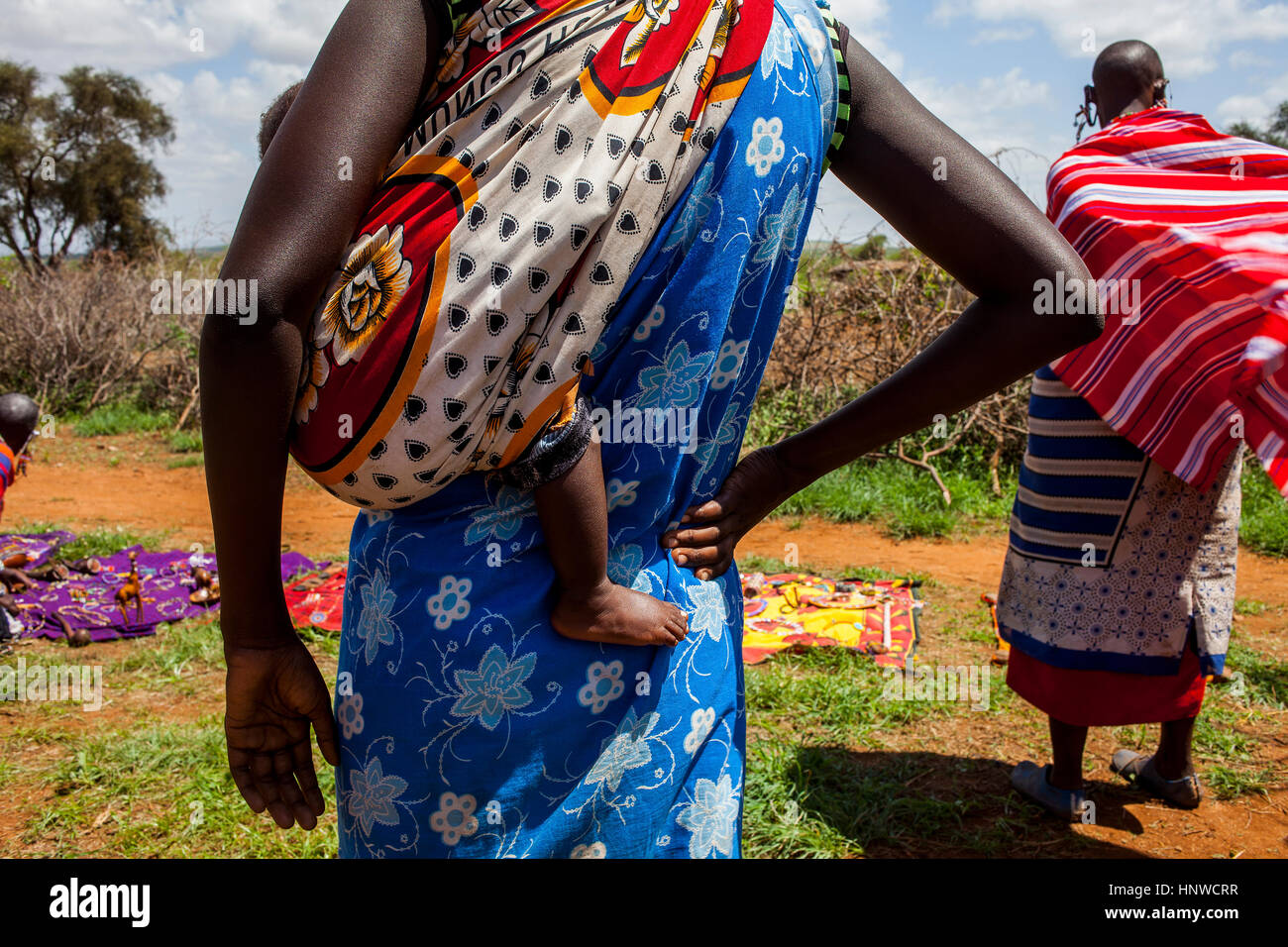 Masai Frauen Markt Im Dorf Siana Chyulu Hills National Park Kenia 