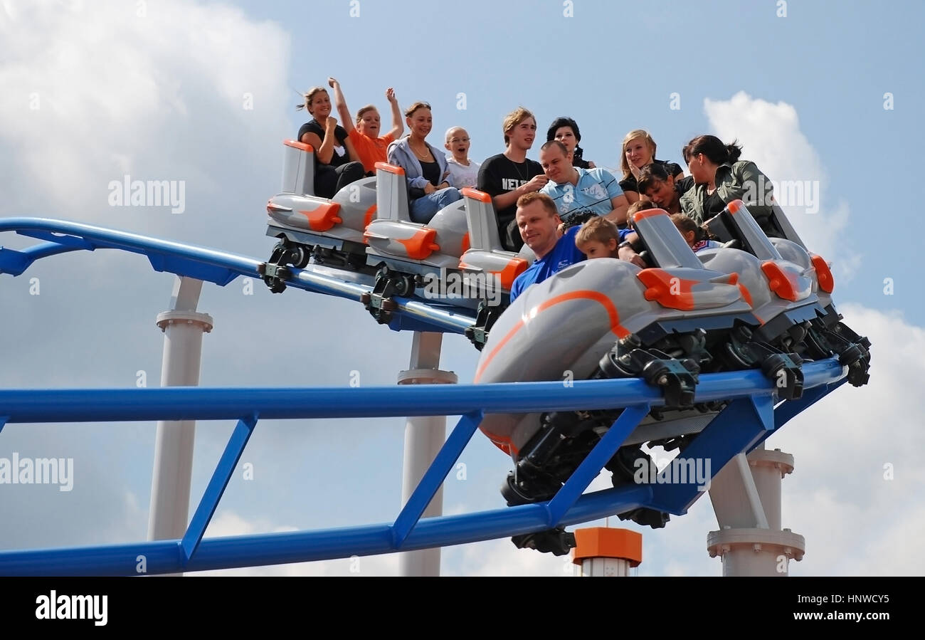 Hochschaubahn, Movie Park Deutschland - Achterbahn, Movie Park Germany Stockfoto