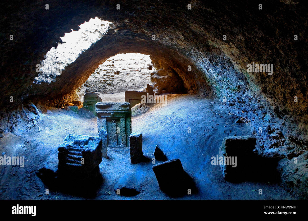 Tunez: Karthago. Tabletten in Tophet - Heiligtum von Tanit und Baal Hammon, der ältesten Punische Kultstätte. Stockfoto