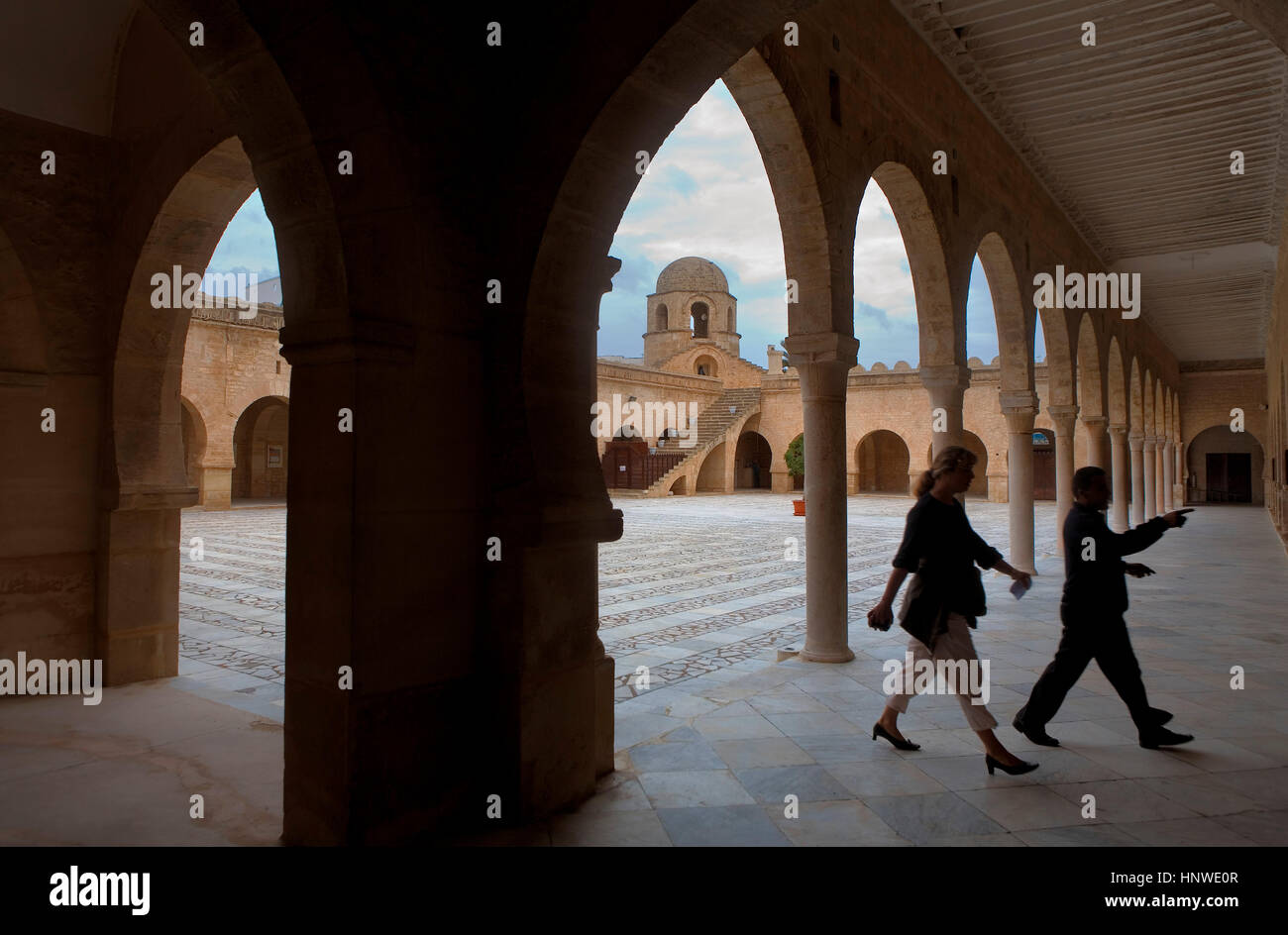 Tunez: Sousse.Courtyard der großen Moschee Stockfoto