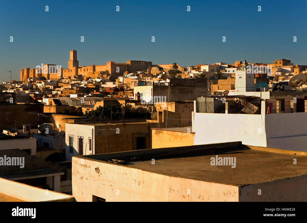 Tunez: Sousse.Roofs der Medina, im Hintergrund auf der linken Seite der Kasbah Stockfoto