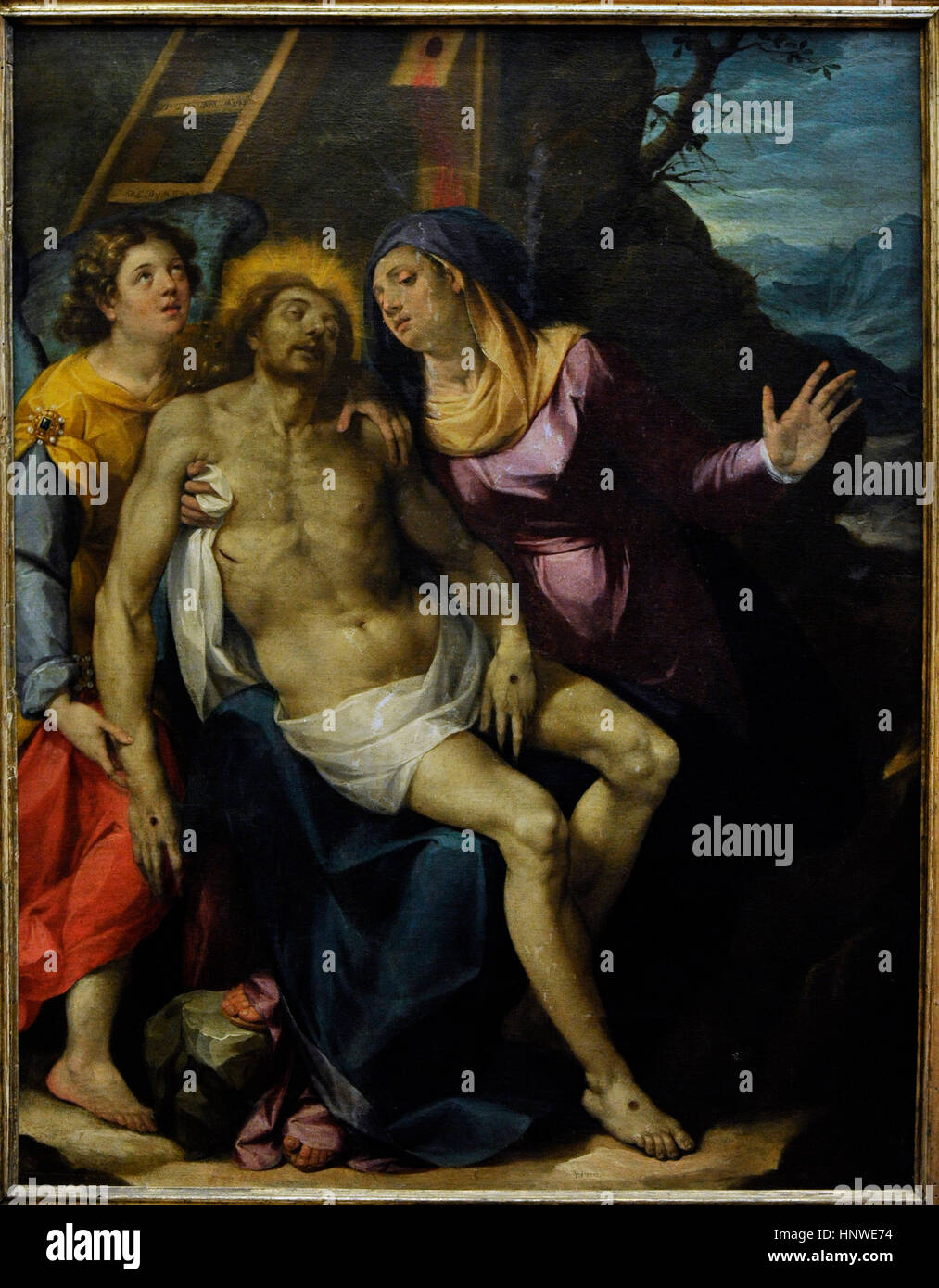 Ippolito Borghese (Ende 16. c-1627). Italienischer Maler. Spät-Renaissance. Pieta, 1627. Museum von Capodimonte, Neapel, Italien. Stockfoto