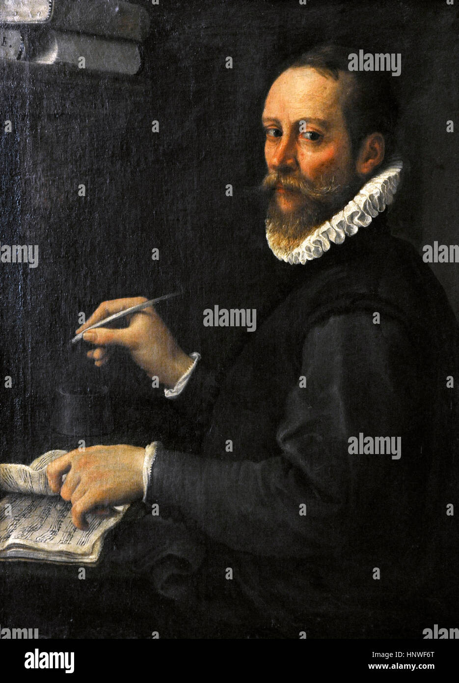 Annibale Carracci (1560-1609). Italienische Barockmaler. Portrait eines Musikers, ca.1587. Farnese-Sammlung. Nationales Museum von Capodimonte. Neapel. Italien. Stockfoto