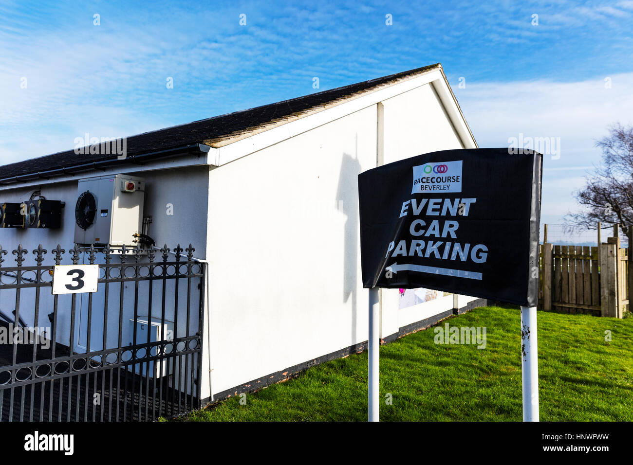 Beverley Rennen Veranstaltung Auto Parkplatz Schild Parkplatz für Pferd Rennveranstaltung Yorkshire UK England Stockfoto