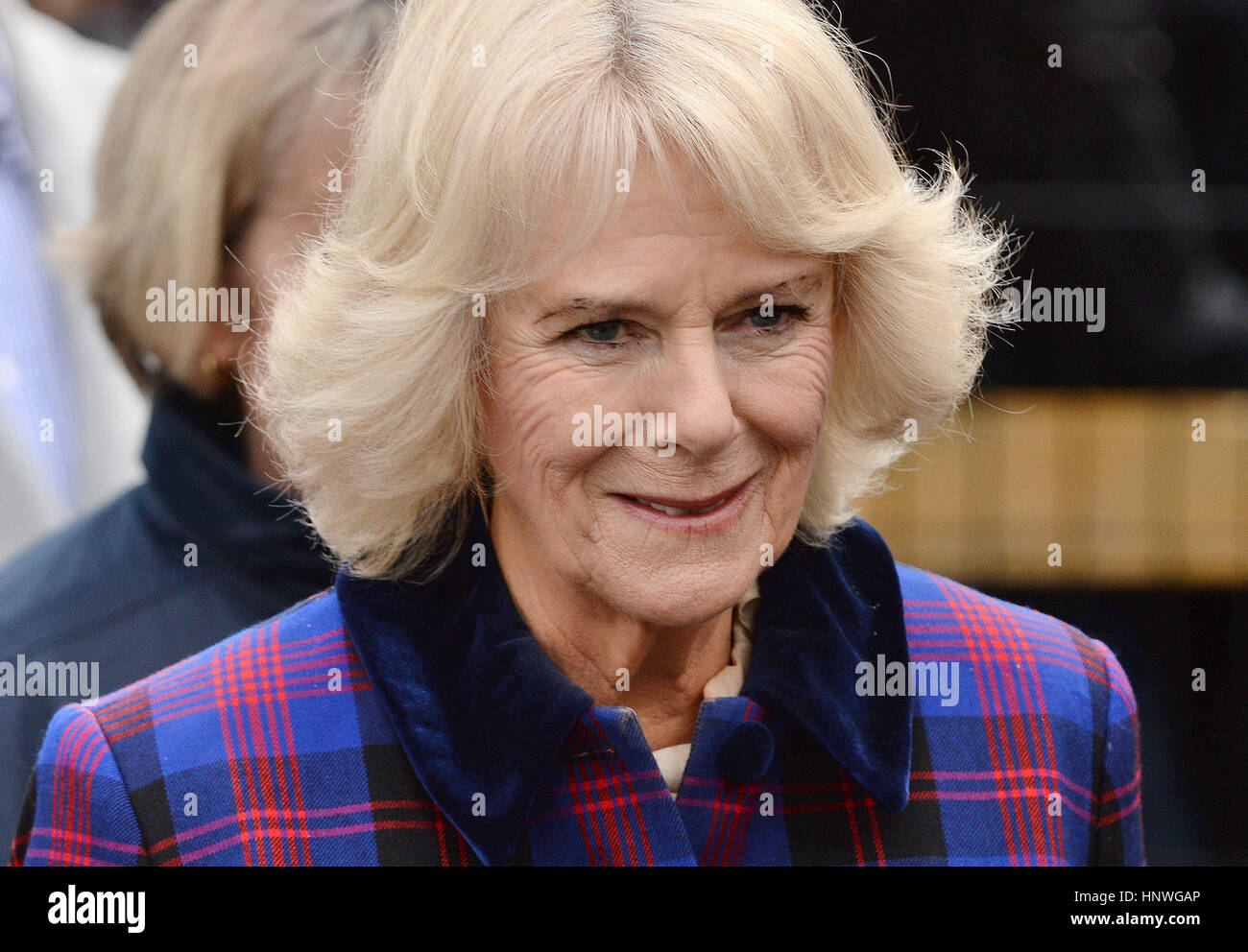 Die Herzogin von Cornwall, Präsident des Vereins Ebenholz Pferd besucht die Nächstenliebe Brixton Reitzentrum zum 21. Jubiläum des Vereins. Stockfoto