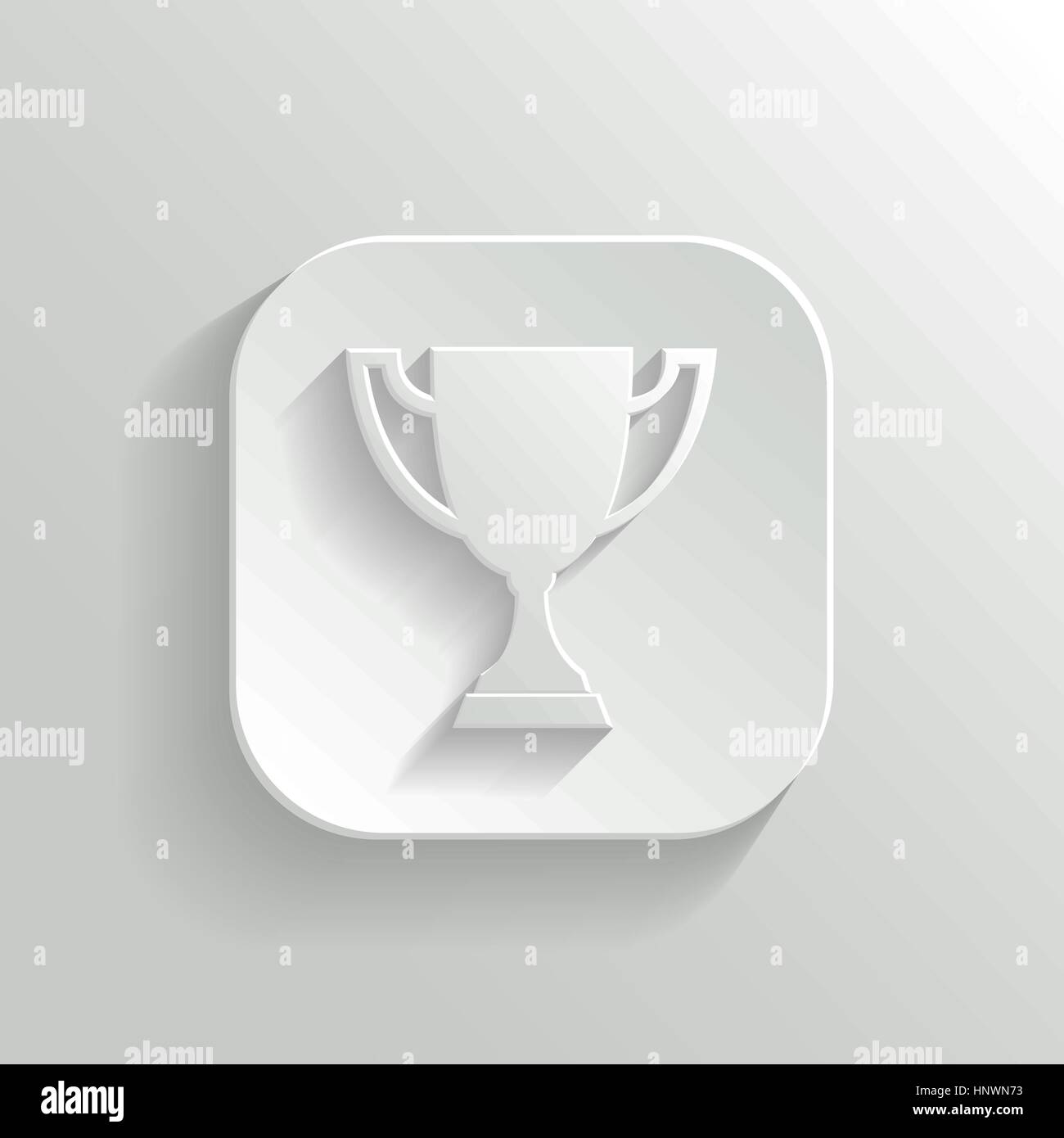 Trophäe Pokal-Symbol - Taste "Vektor weiße app" mit Schatten Stock Vektor