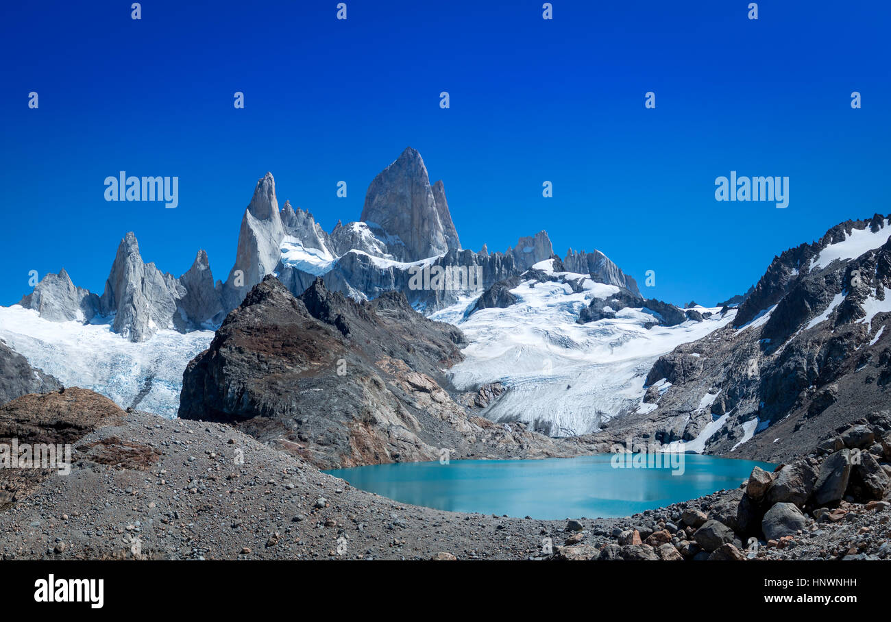 Laguna de Los Tres und Mount Fitz Roy, El Chalten - Patagonien Argentinien Stockfoto