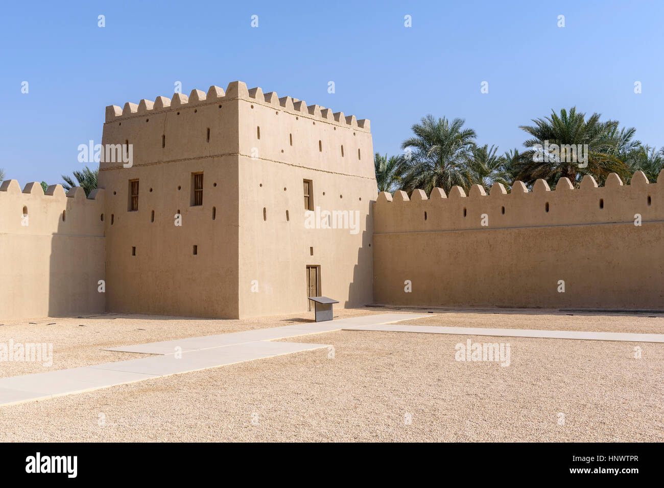 Qasr Al Amwaji, Al-Ain. Alte Festung in den Vereinigten Arabischen Emiraten, das war der Geburtsort des Herrschers Scheich Khalifa bin Zayed bin Khalifa Stockfoto