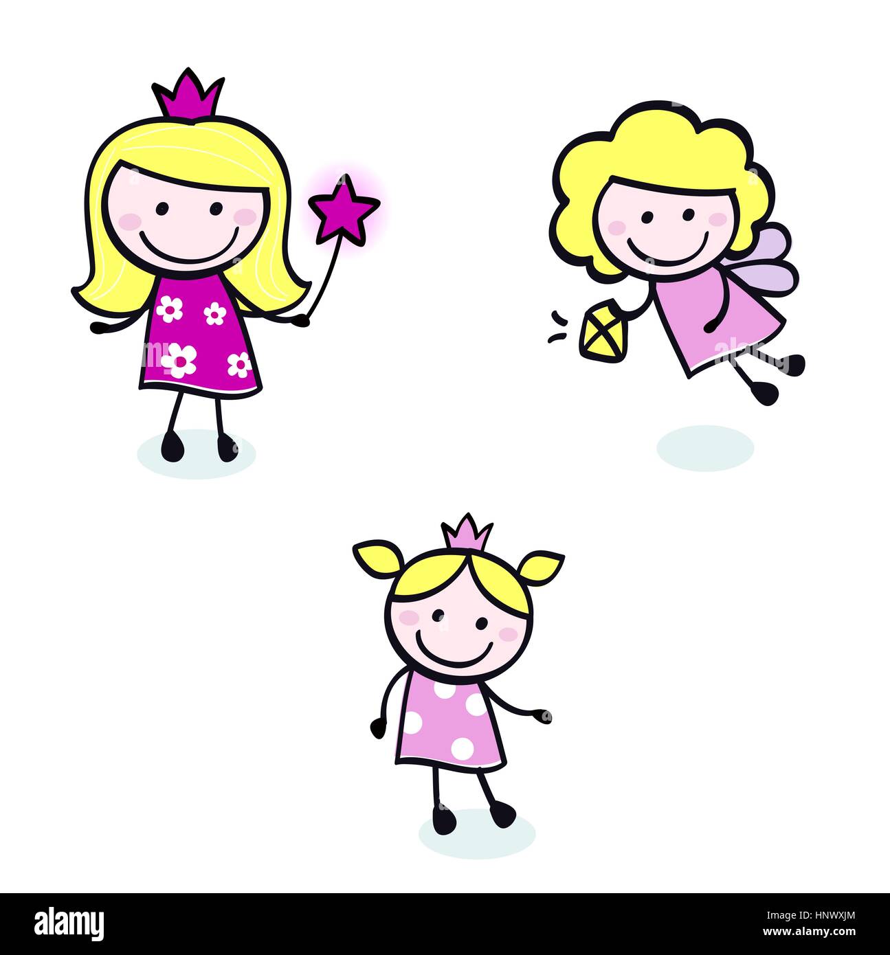 10618044 - Sammlung von Doodle Prinzessin Zeichen. Vektor-Cartoon-Illustration. Stockfoto