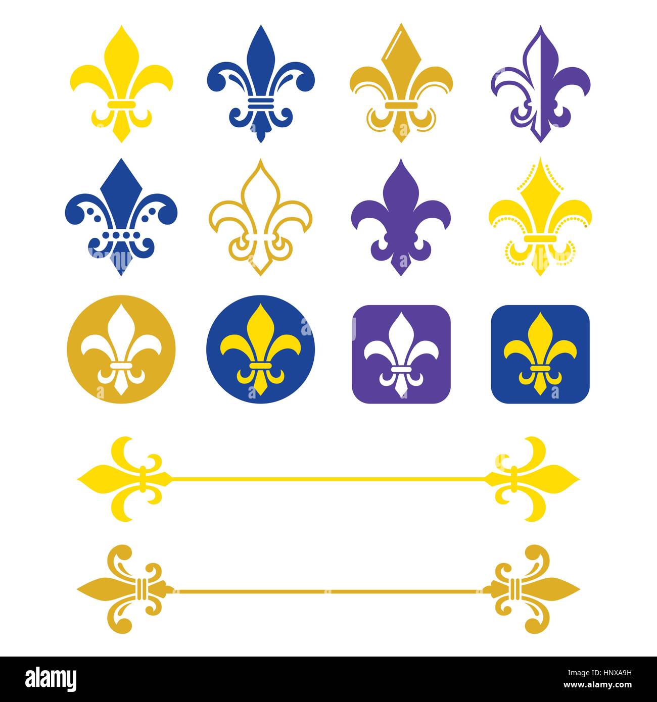Fleur de Lis - symbol Französisch gold und Marineblau, Kundschaften Organisationen, französische heralry Stock Vektor
