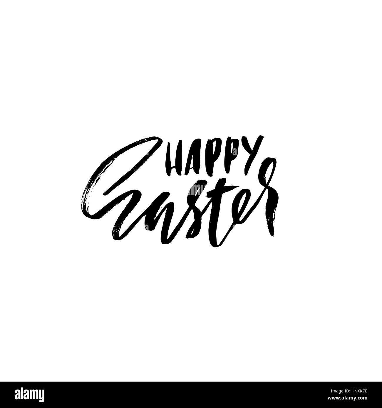 Happy Easter Schriftzug für Grußkarte. Vektor hand gezeichnete Abbildung. Grunge-Inschrift. Handgeschriebene Entwurf Stock Vektor