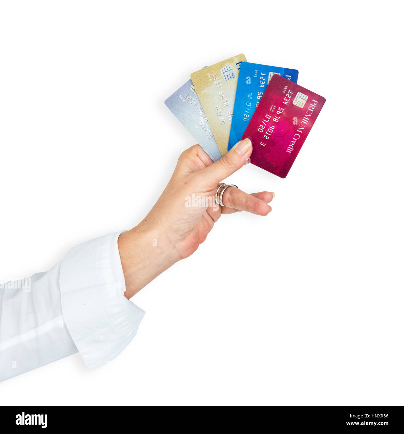 Menschliche Hand halten Luxus Kreditkartenzahlung Stockfoto