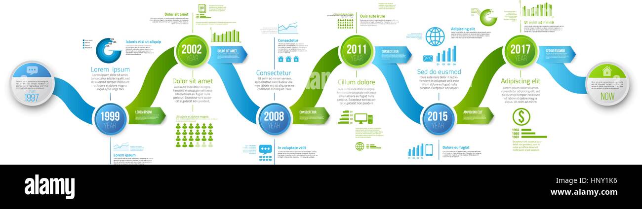 Infografiken Pfeil Timeline Storico Vorlage Stock Vektor