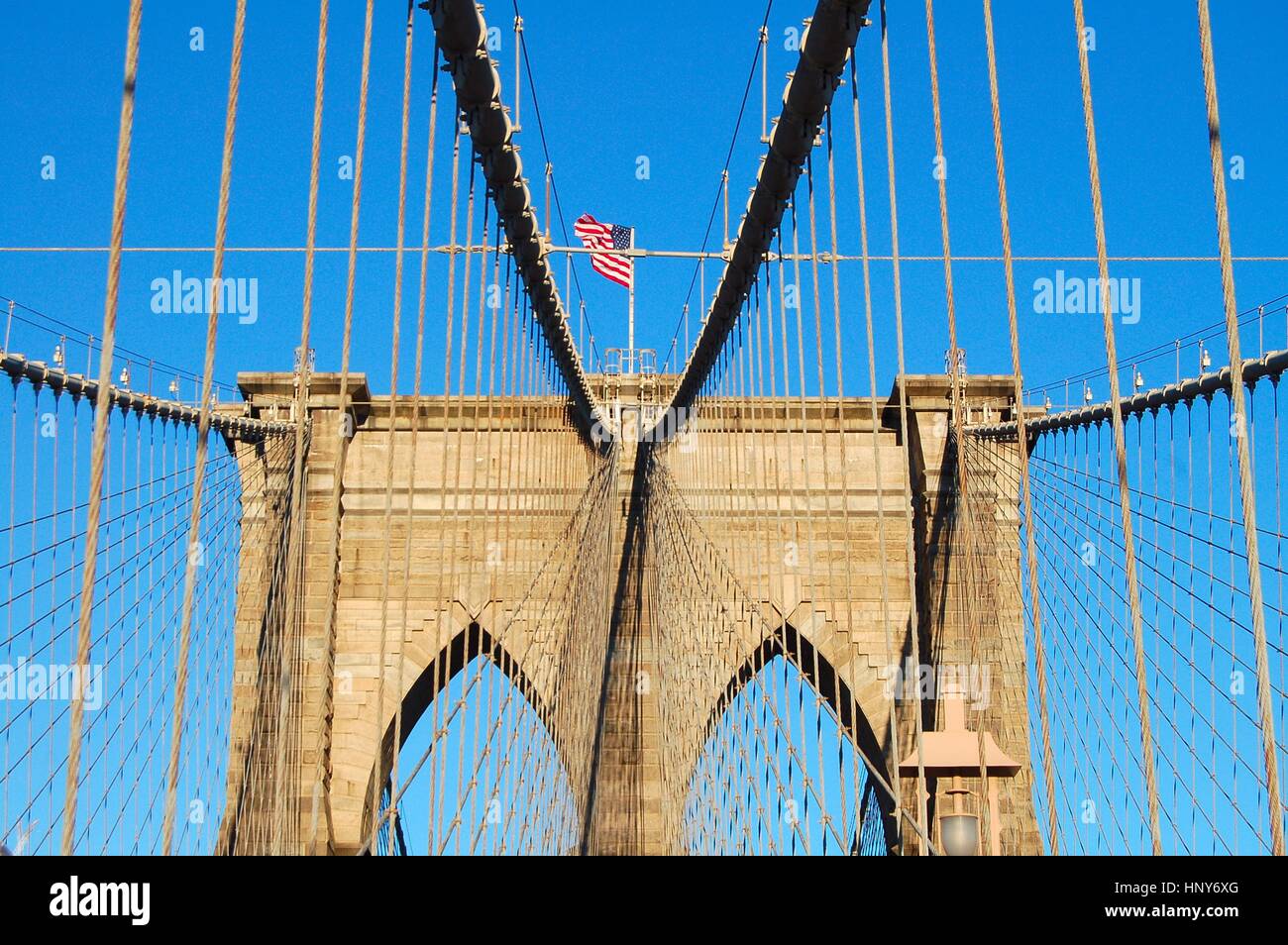 Brooklyn Bridge - die Verbindung zwischen Manhattan und Brooklyn Stockfoto