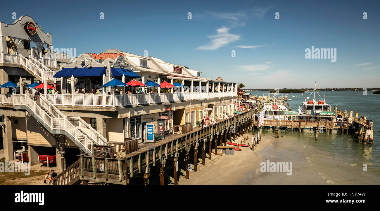 Boardwalk am John's Pass, Florida Stockfoto