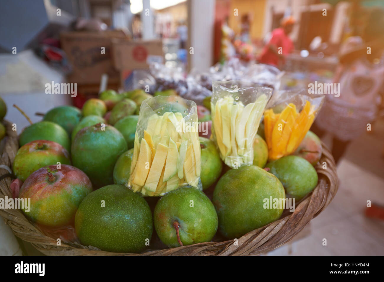 Früchte zum verkaufen in Straßenmarkt in Lateinamerika Stockfoto