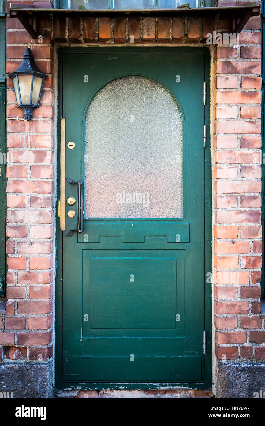 Alte grüne Tür Stockfoto