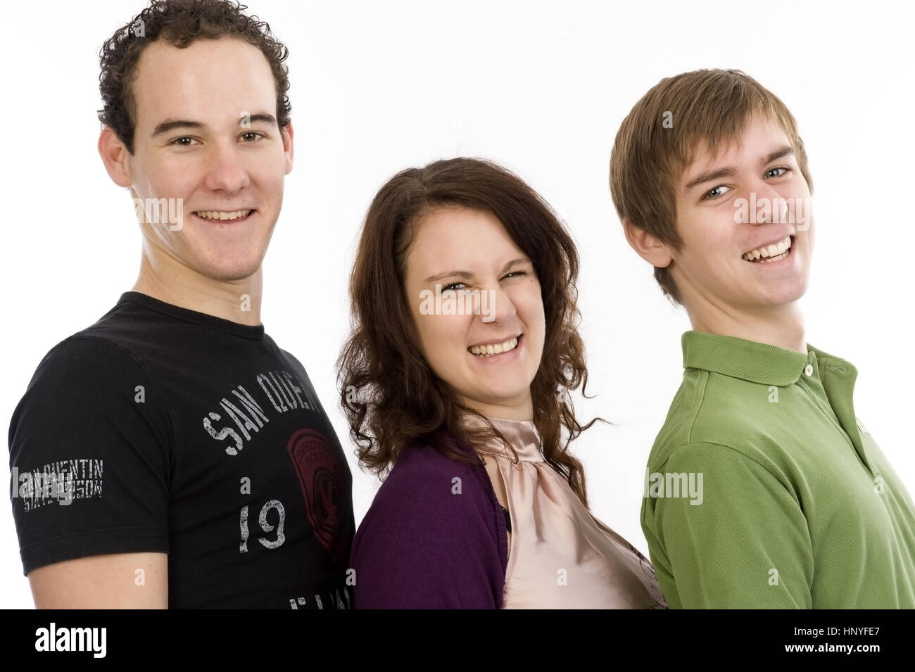 Model-Release, Drei Jugendliche Im Portrait - drei Teenager im Porträt Stockfoto