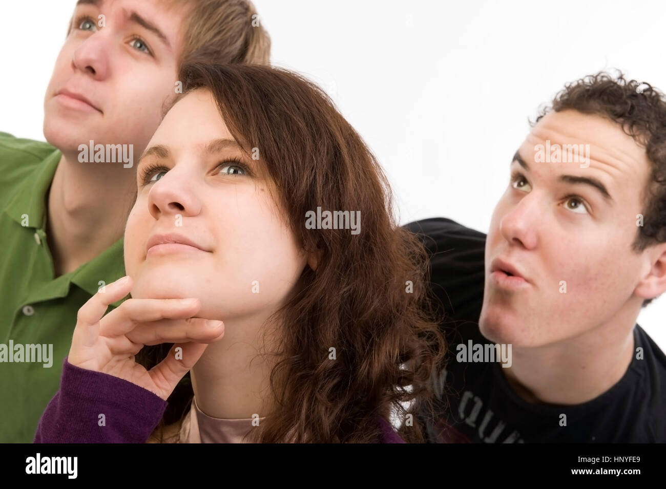 Model Release, Drei Jugendliche Im Porträt, Nachdenklich - drei Teenager im Porträt Stockfoto