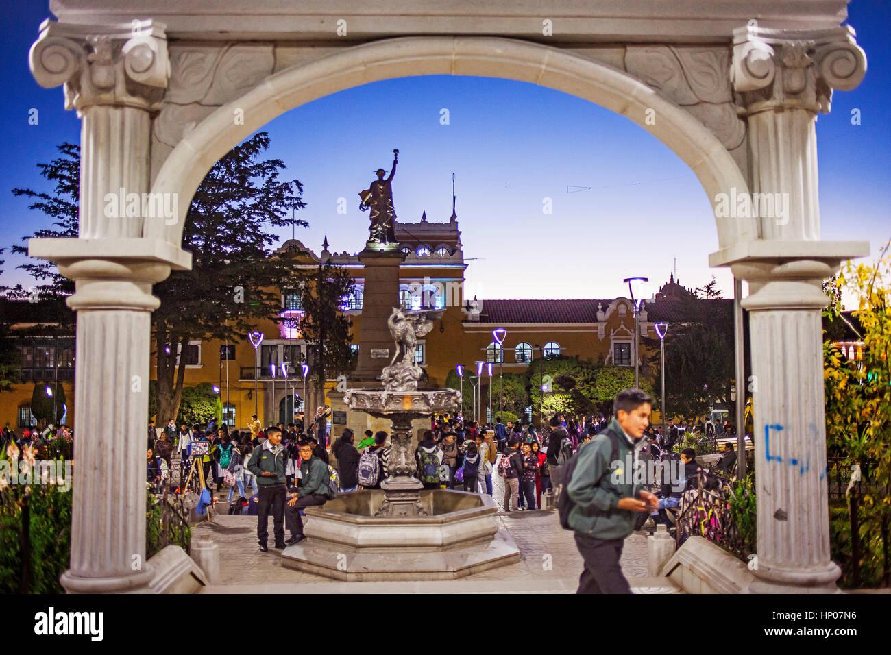 Plaza 10 de Noviembre, Potosi, Bolivien Stockfoto