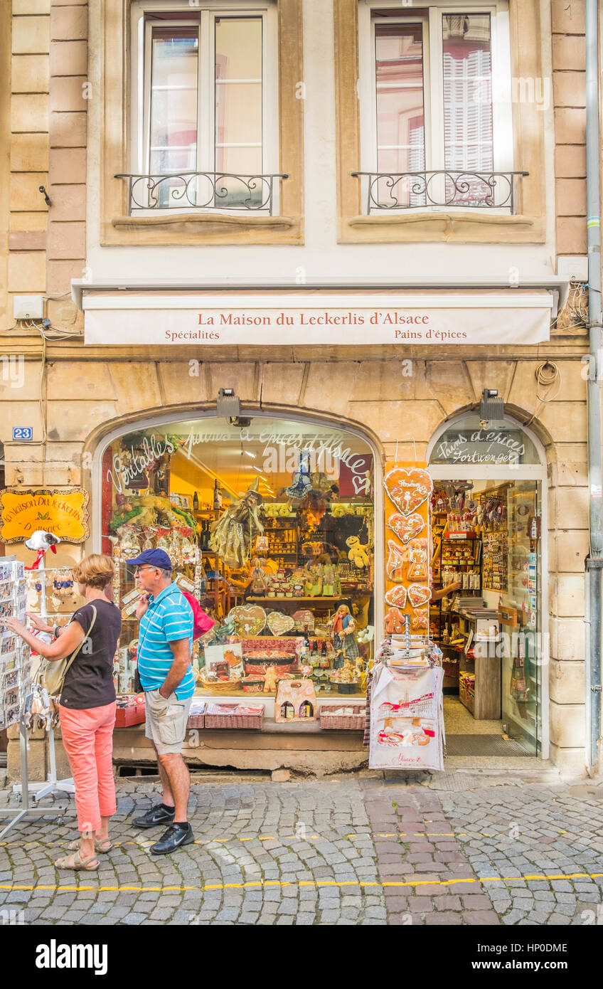 La Maison du Leckerlis zeigen, Souvenirs, Süßigkeiten und Kräuter-shop Stockfoto