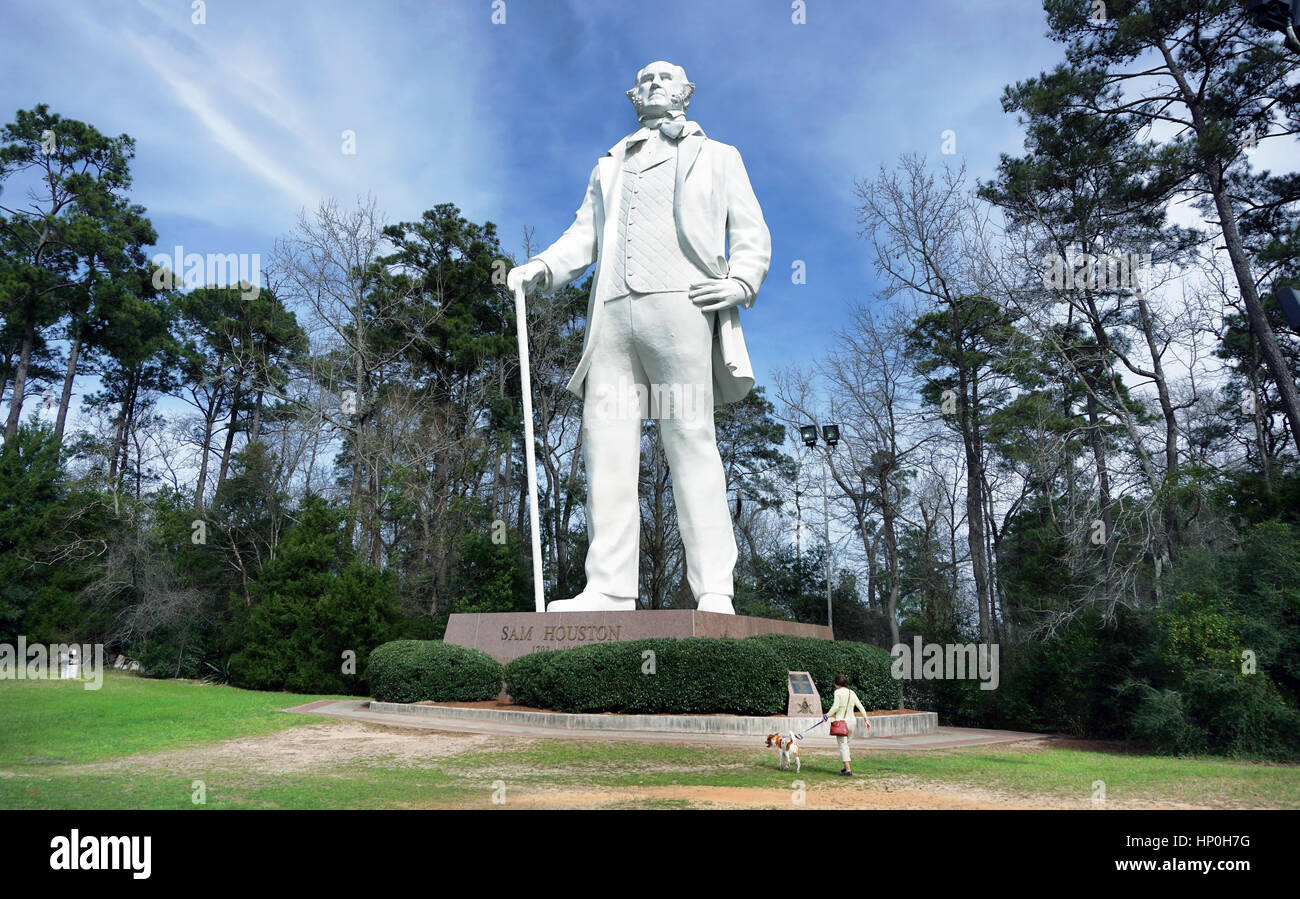 Huntsville, Texas - Feb.7,2017 Statue von Sam Houston Texas Staatsmann 70 Fuß hoch gewidmet Oct.22,1994. Stockfoto