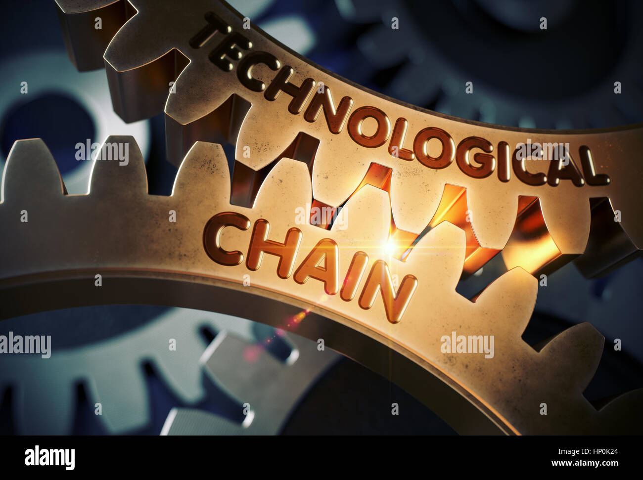 Technologische Kette. 3D. Stockfoto