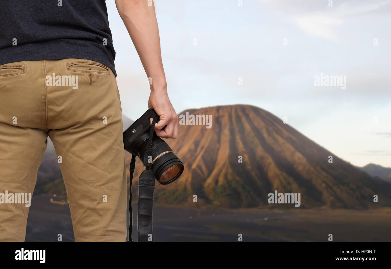 Fotografen halten Kamera Stockfoto