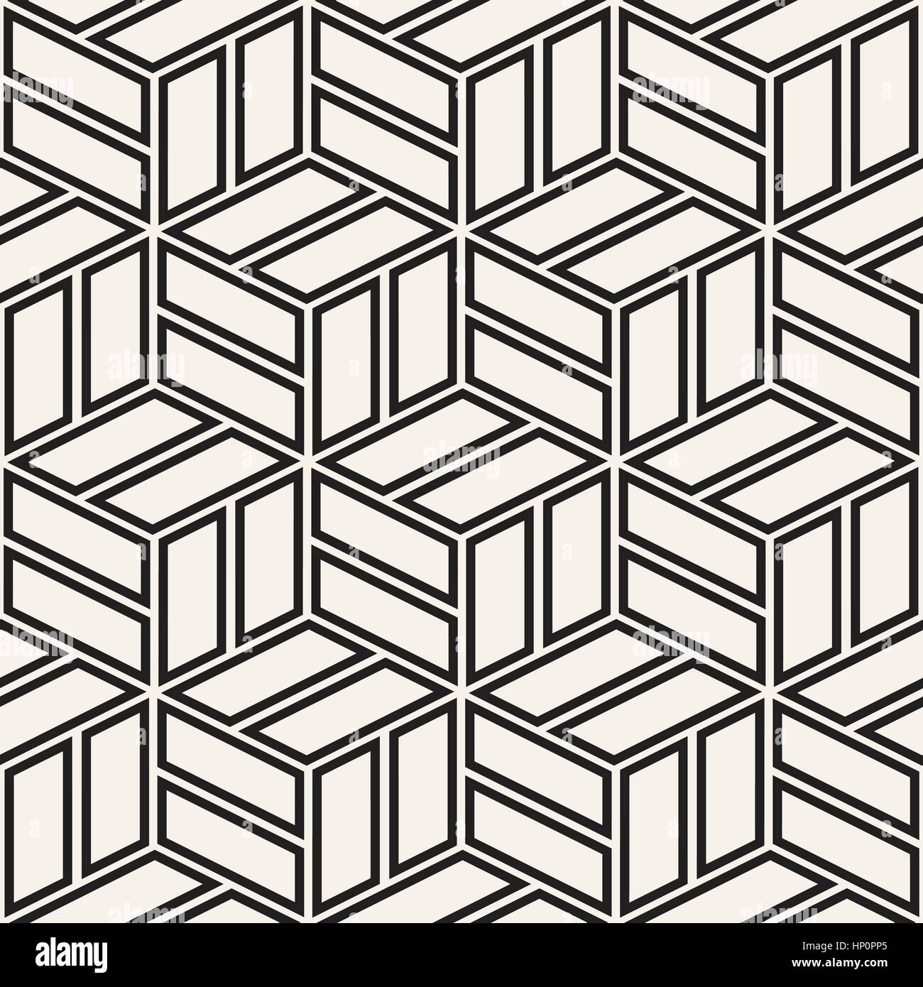 Kubische Gitter Tiling endlose elegante Textur. Vektormuster nahtlos schwarz / weiß Stock Vektor