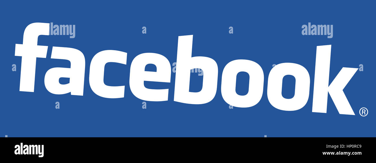 Facebook-Logo auf blauem Hintergrund Stockfoto