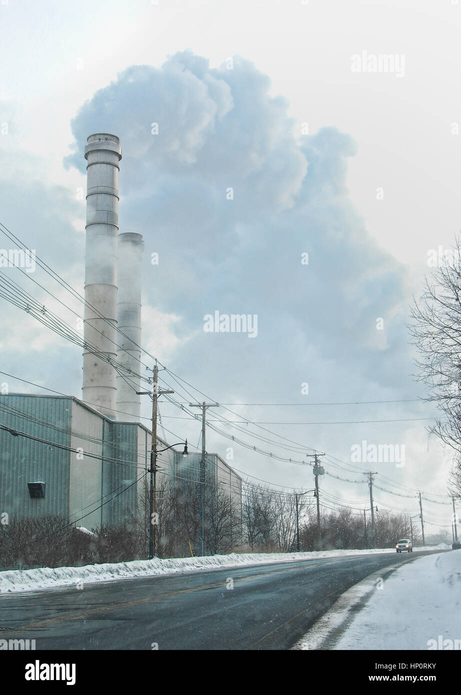 Stapel von Allied Chemical in Solvay, New York zu rauchen Stockfoto