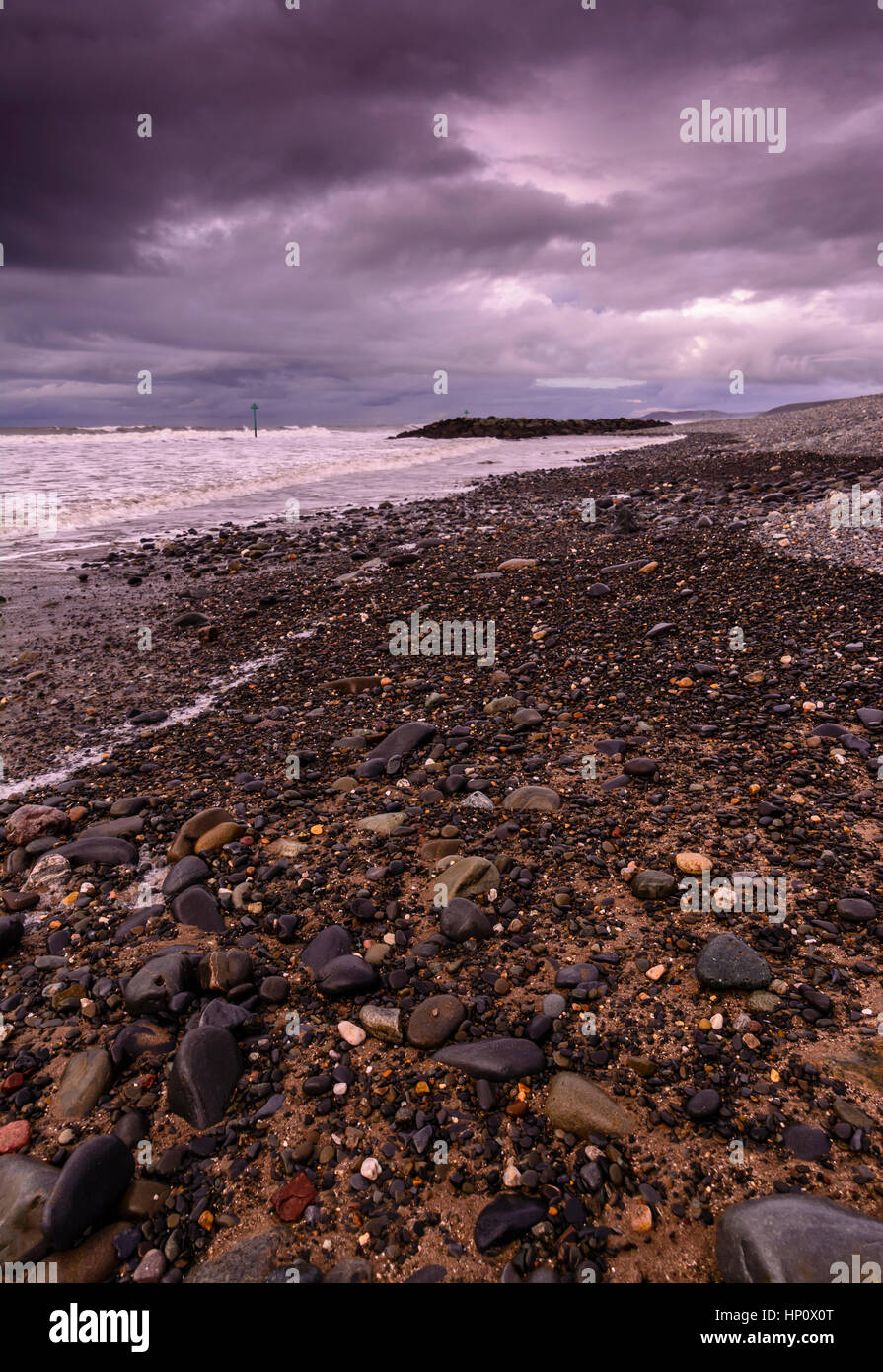 Winter-Flut in Aberystwyth, Wales Stockfoto