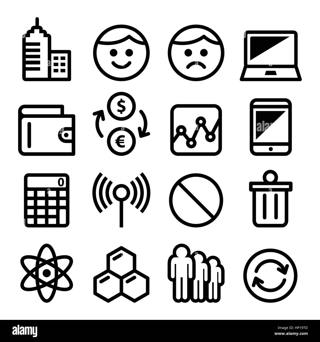 Web Internet Menüzeile, streicheln Icons Set - Tech, Anwendung. Vektor-Icons set - Technologie, Computer, Handy oder Handy Stock Vektor