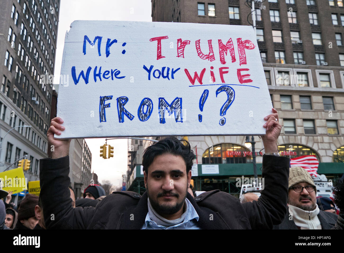 Mehr als 1000 jemenitischen Lebensmittelgeschäfte und Bodegas in New York City im Protest gegen Donald Trumps Verbot der Einwanderung aus dem Jemen geschlossen ein Stockfoto