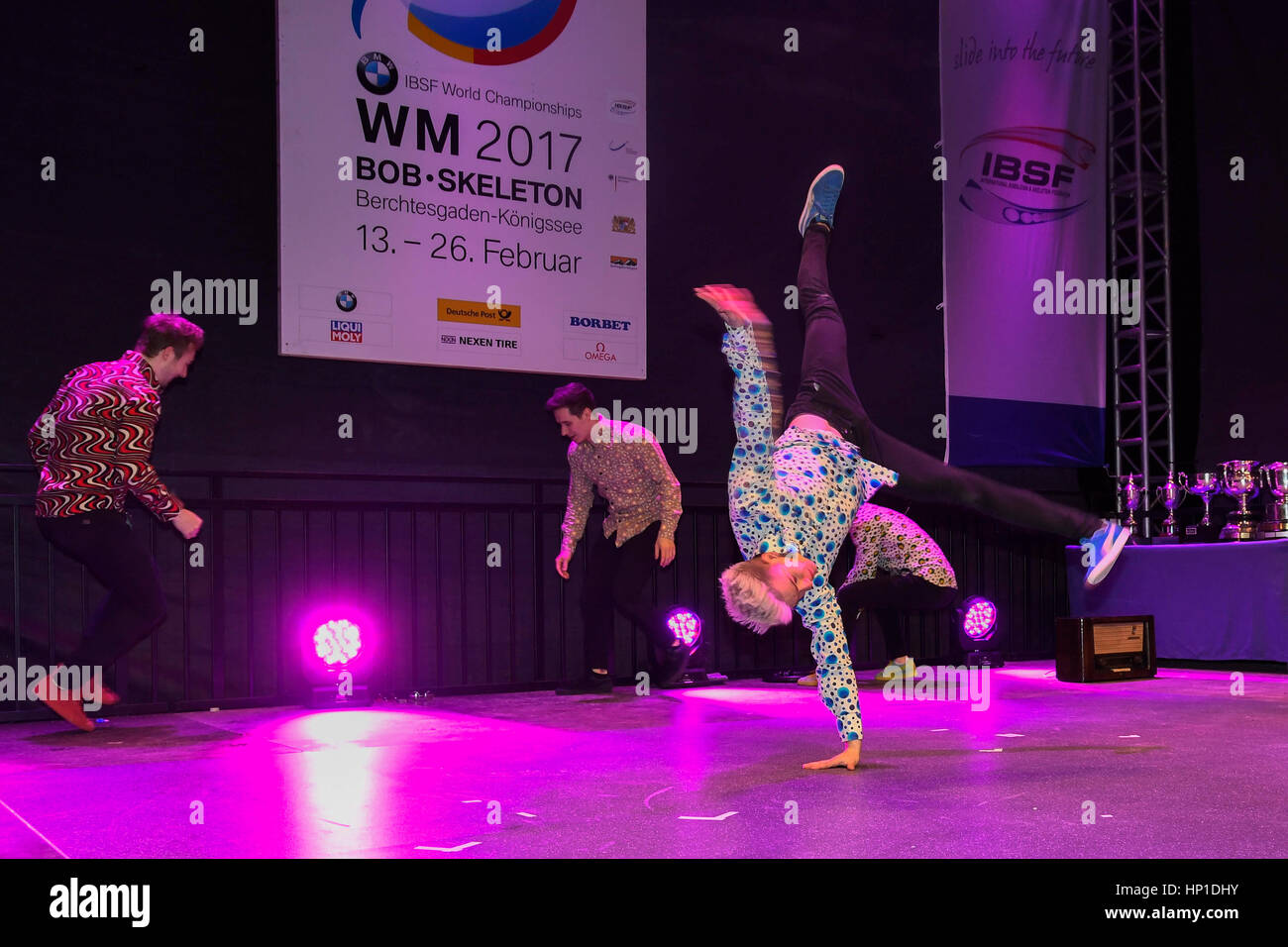 Berchtesgaden, Deutschland, Kurgarten, 16.02.2017, Bob Und Skeleton WM Eröffnungsfeier Breakdance Show Foto: Cronos/Diener Stockfoto