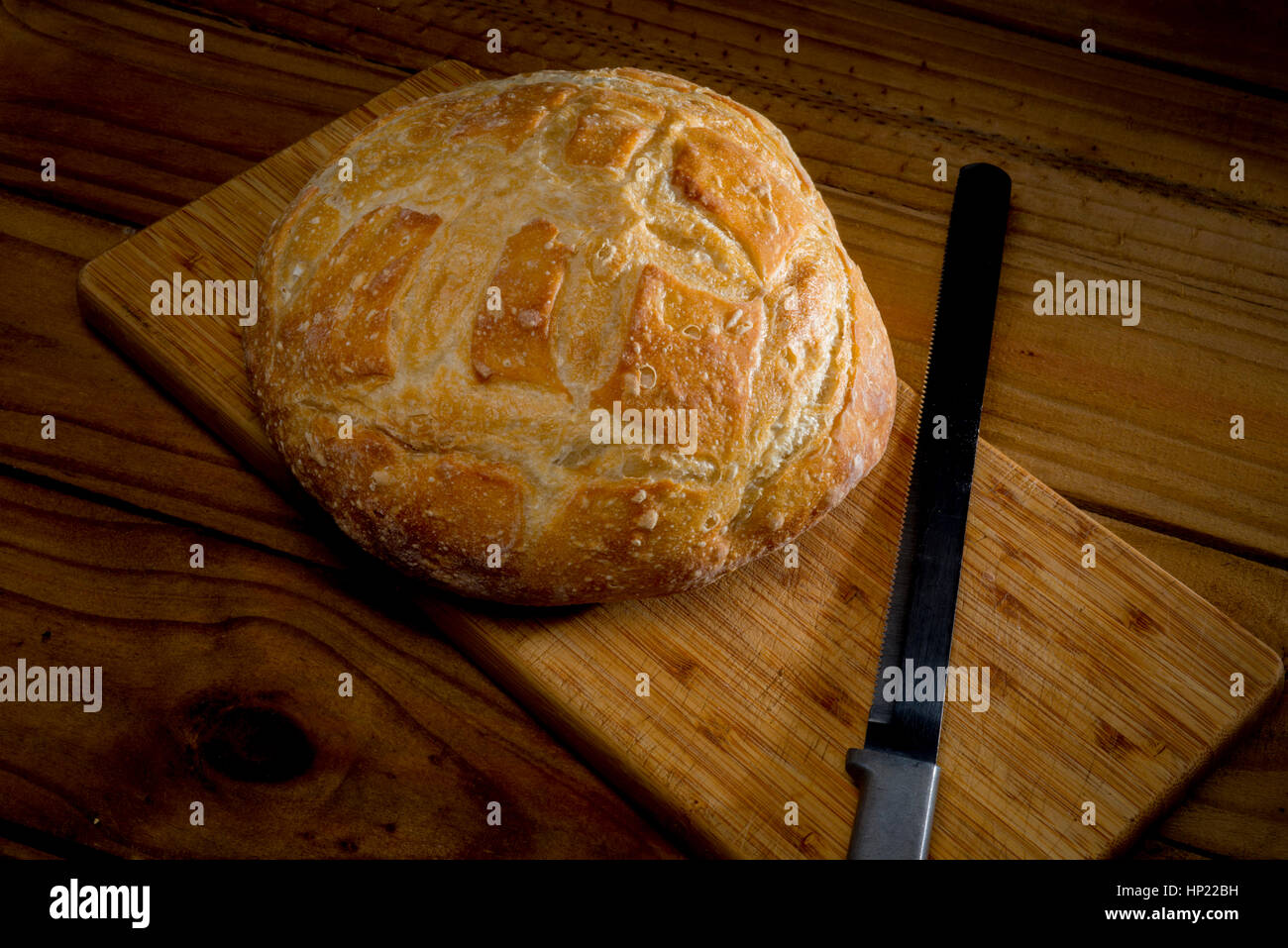 rundes Laib Brot Stockfoto