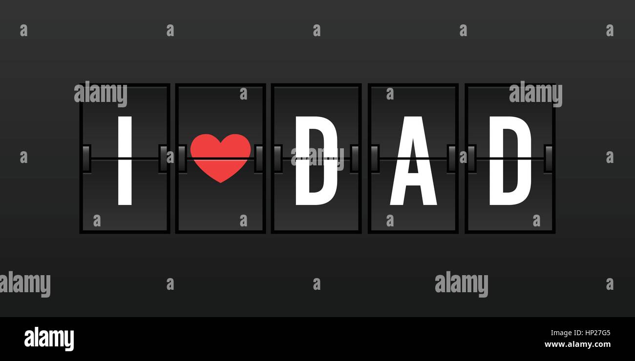 Ich liebe Dad-Vektor-Illustration im Flughafen Flip Board Stock Vektor