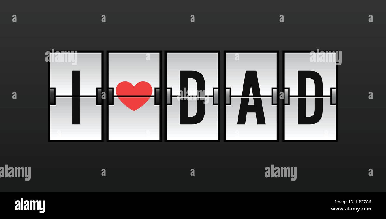 Ich liebe Dad-Vektor-Illustration im Flughafen Flip Board Stock Vektor