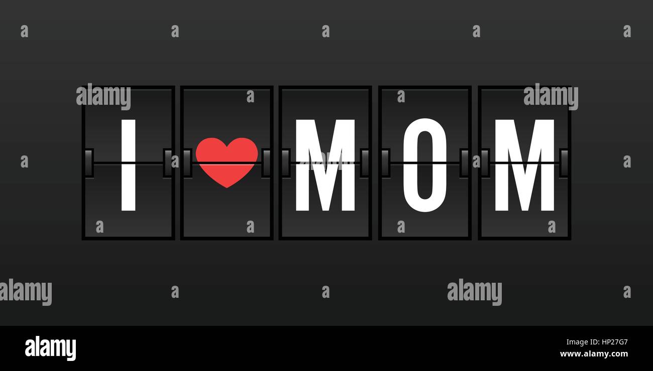 Ich liebe Mama-Vektor-Illustration im Flughafenkonzept Flip Board Stock Vektor