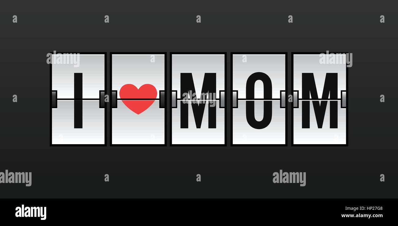 Ich liebe Mama-Vektor-Illustration im Flughafenkonzept Flip Board Stock Vektor