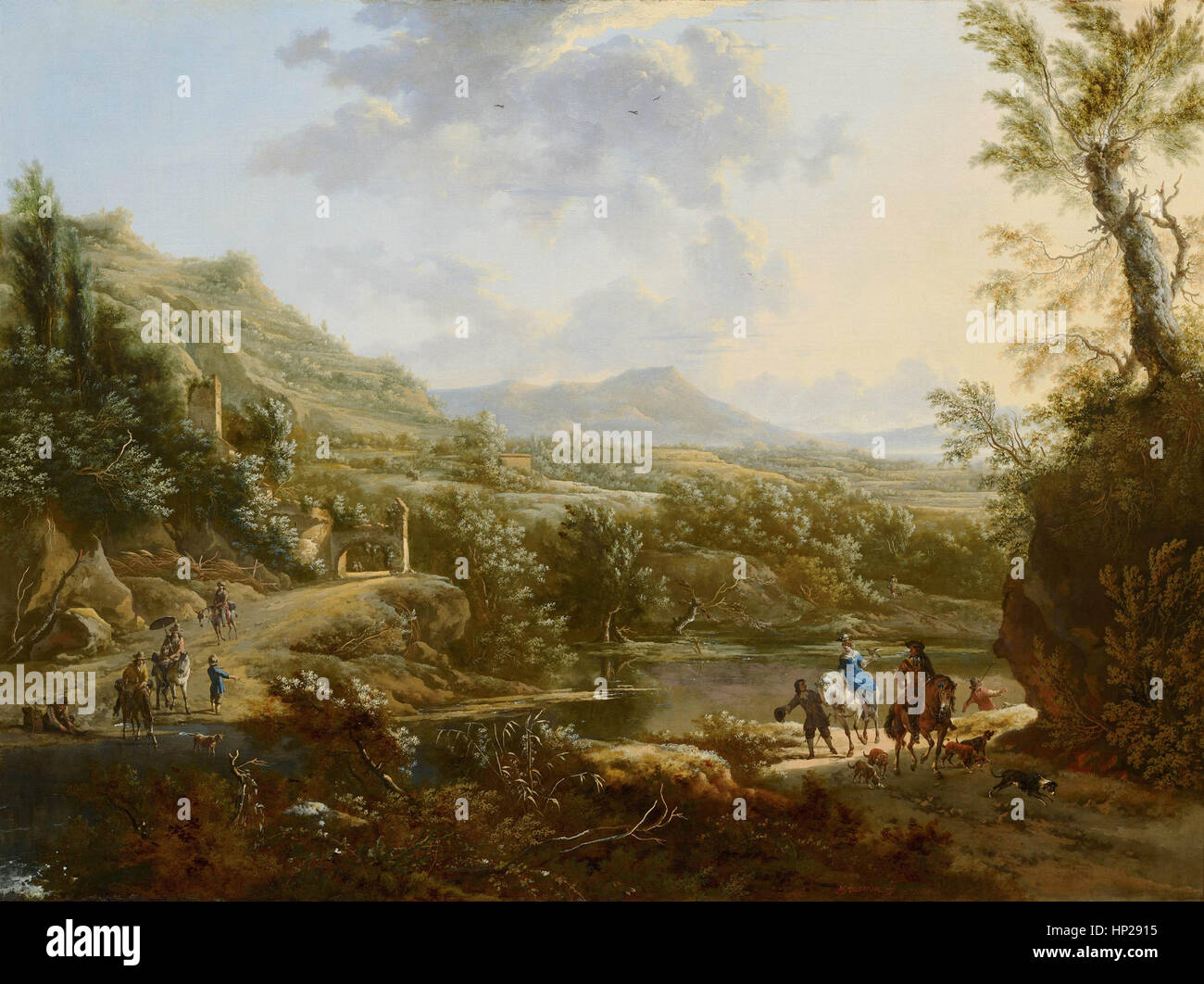 Frederik de Moucheron und Johannes Lingelbach italienische Landschaft - Mauritshuis Museum den Haag Stockfoto