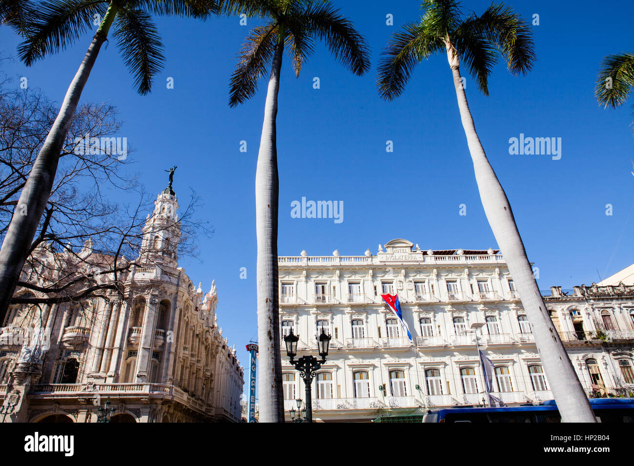 Havanna, Kuba - 11. Dezember 2016: Das historische Hotel Inglaterra in der Nähe von Central Park in Havanna Stockfoto
