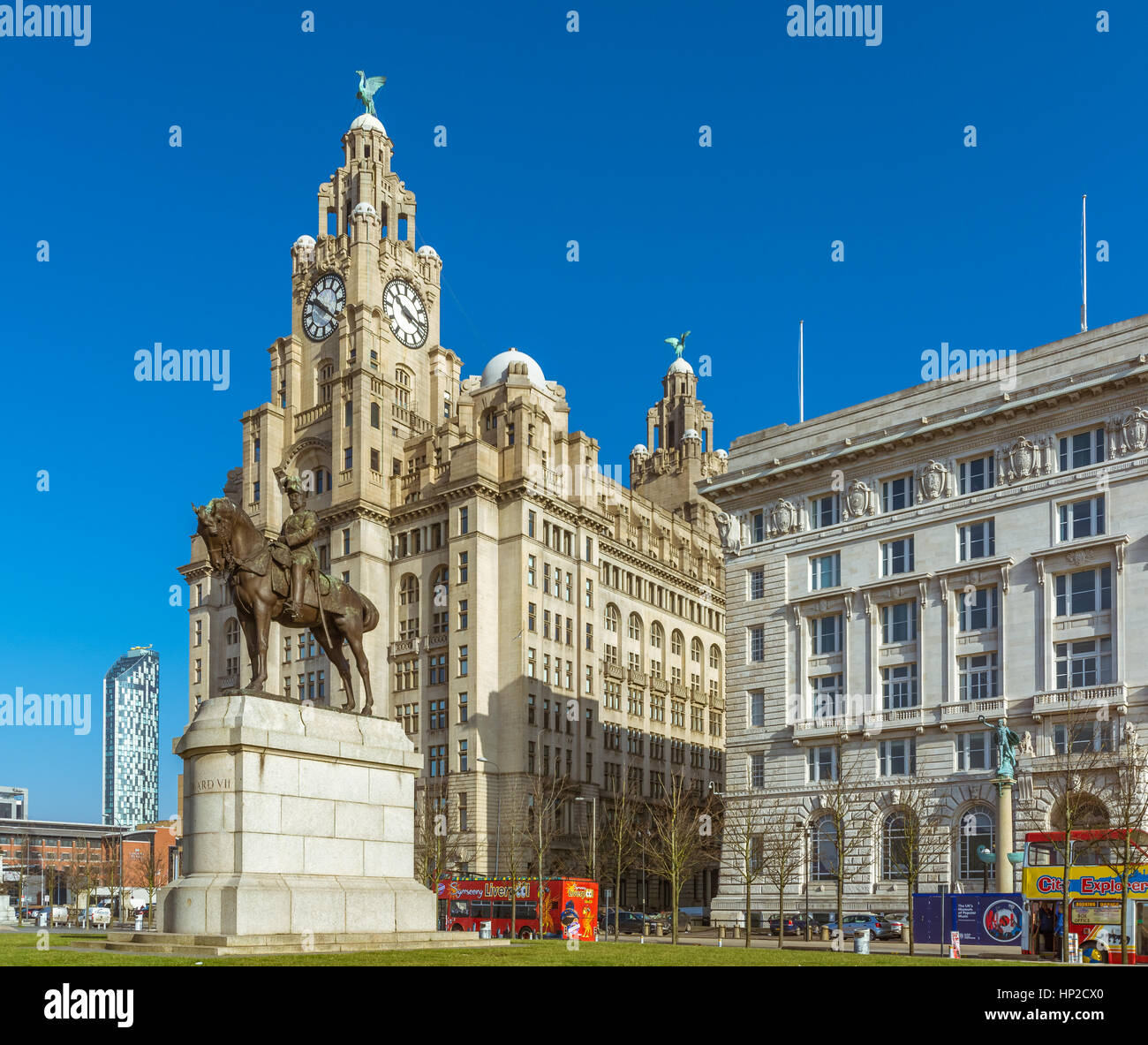 Die Hafen-Skyline am Albert Dock in Liverpool Stockfoto