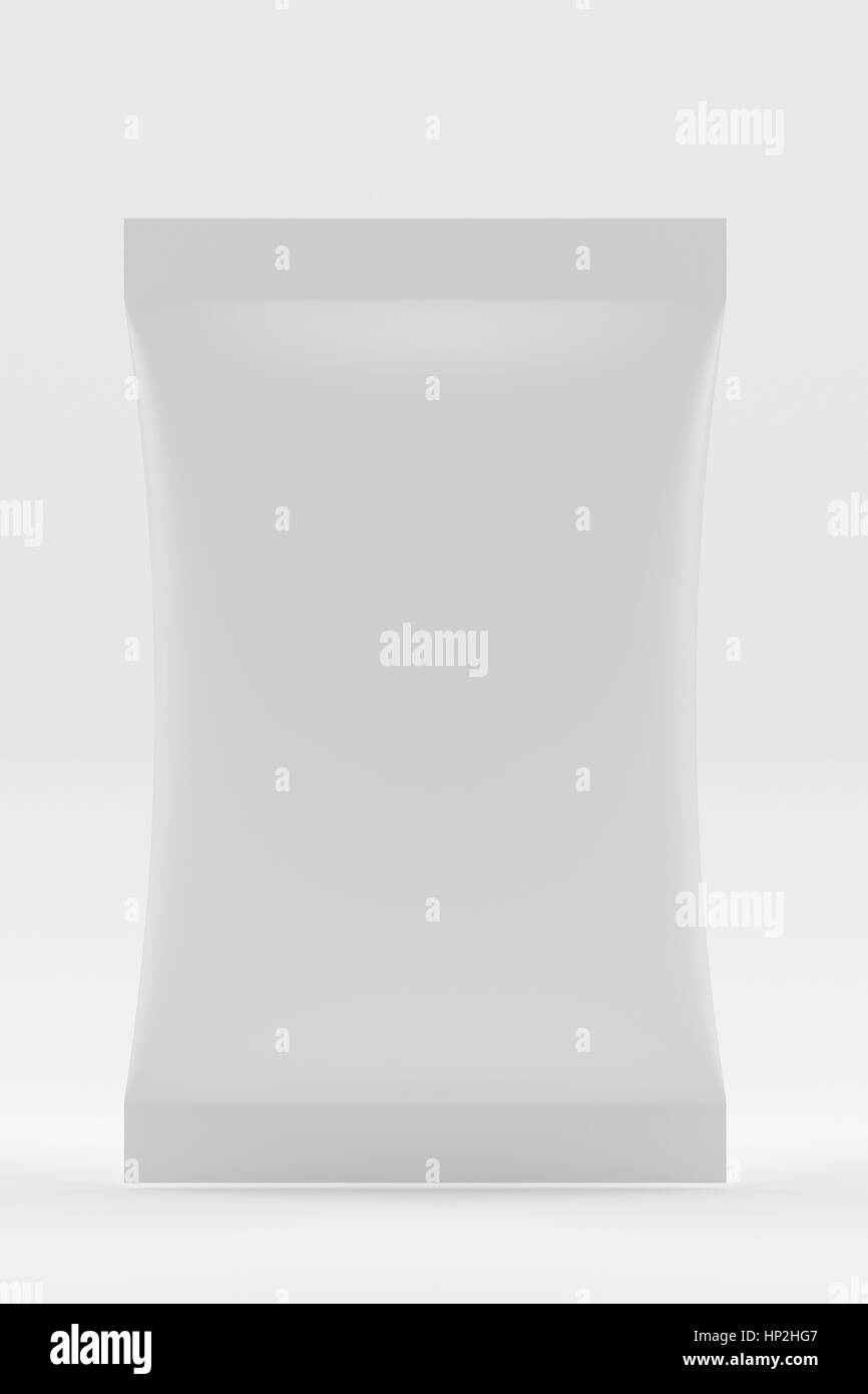 Weiße leere Folie Essen Doy Pack Stand-Up Pouch Tasche Verpackung. Mock-up Vorlage bereit für Ihr Design. 3D-Rendering Stockfoto