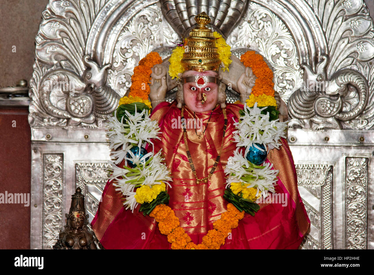Shri Navadurga Devi, Durga Devi Mandir, Guhagar, Konkan, Maharashtra, Indien Stockfoto
