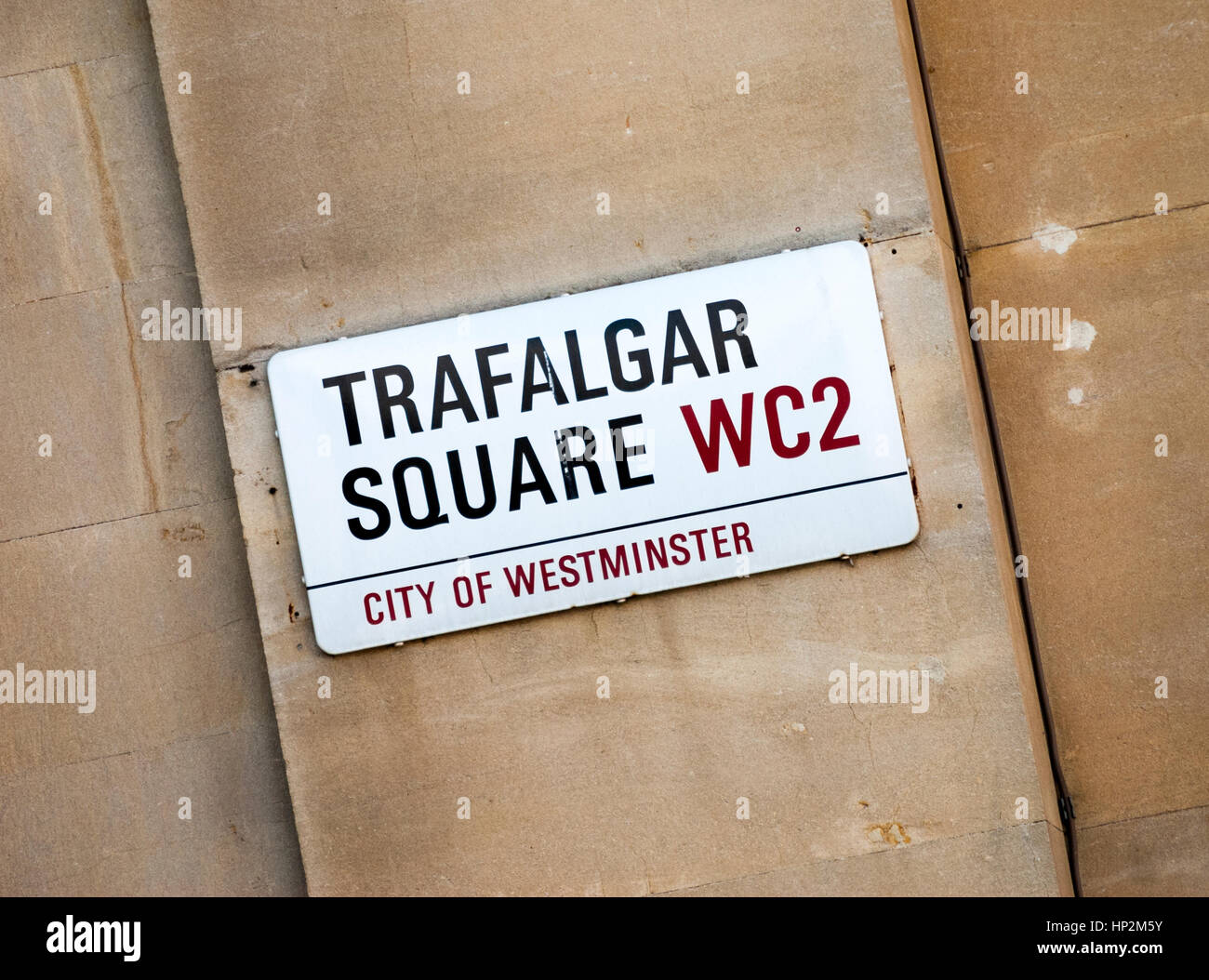Trafalgar Square Straße Zeichen London Großbritannien Stockfoto