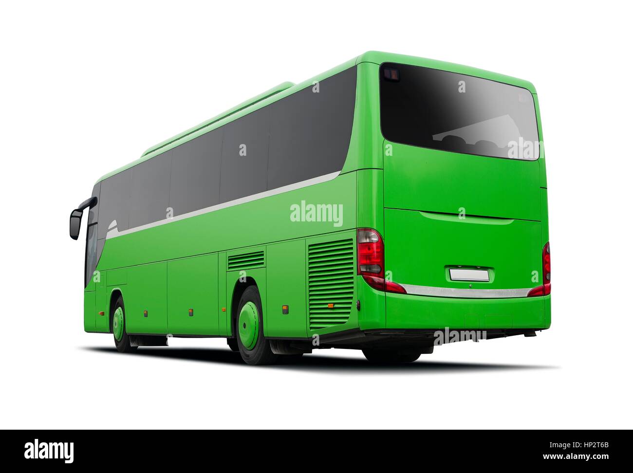 Grüne Busseite isoliert auf weiß Stockfoto