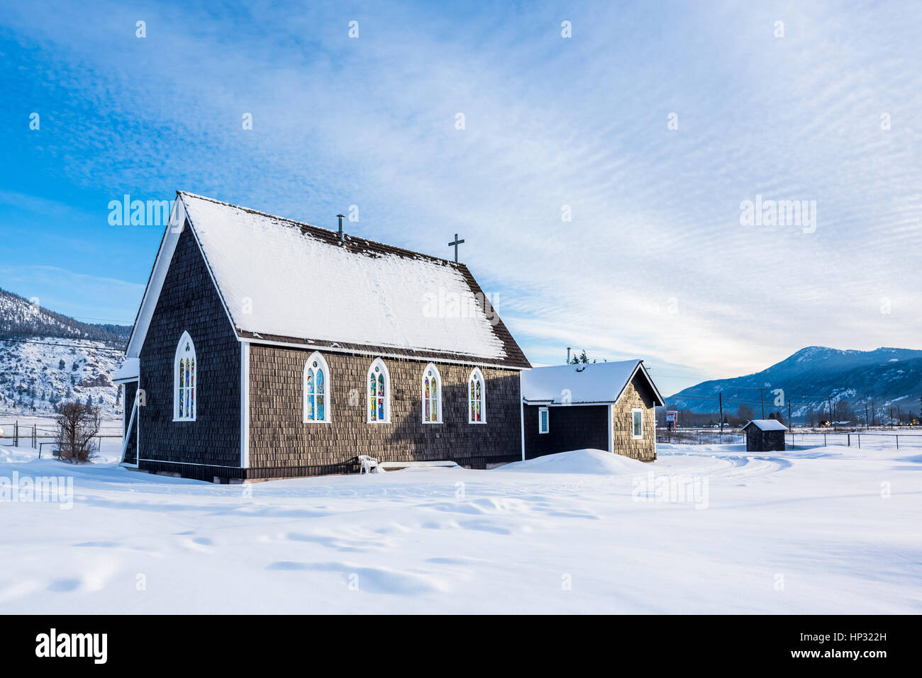 Westwold Gemeinde Kirche, est. 1898, Westwold, British Columbia, Kanada Stockfoto