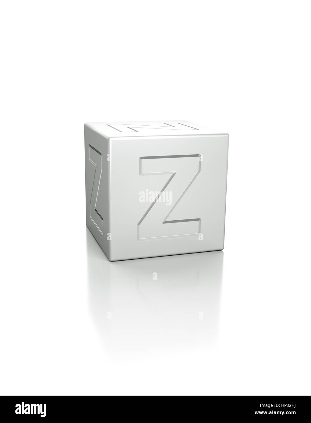 Cube mit dem Buchstaben Z geprägt. Stockfoto