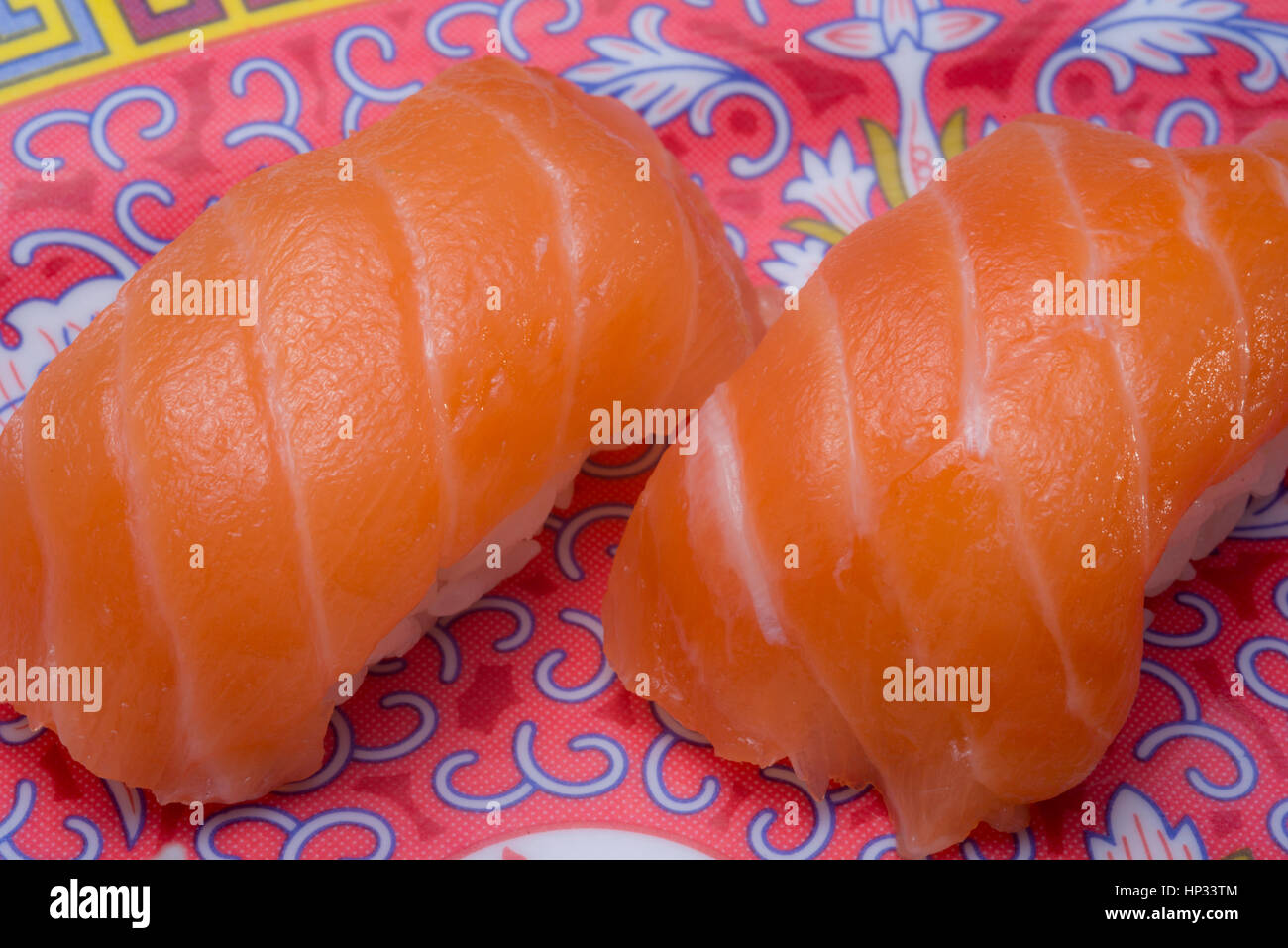 Lachs Sushi Reis Stockfoto